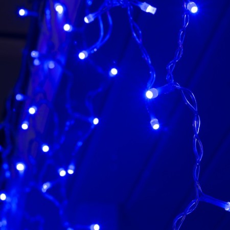 Garland "fringe" 3 × 0.6 m, IP44, UMS, transparent thread, 160 smd-led, glow blue, 220 V-1