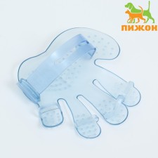 Rubber massage brush on hand, blue