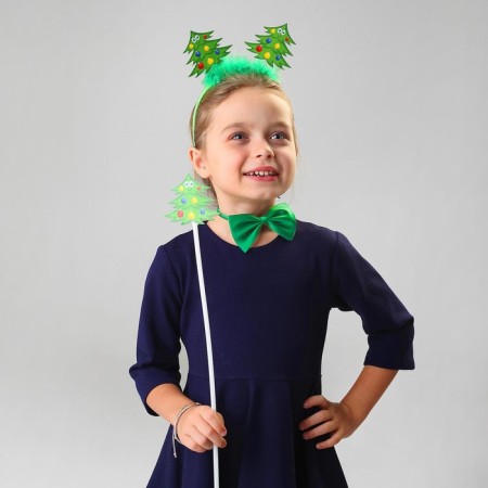 New Year's carnival costume children's “Christmas tree”, 3 objects: rim, butterfly, magic wand, for the New Year-6
