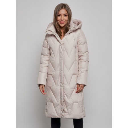 Coat insulated winter female, size 50, beige color-6
