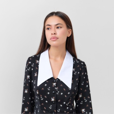 Women's dress with collar Mist p. 44, black-2