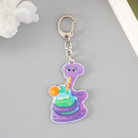 Acryl keychain "Snakes with lemonade in a glass circle" 5.8x3.8 cm