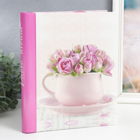 Photo album magnetic "Cup with flowers" 20 sheets, 23x28 cm