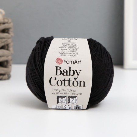 Yarn "Baby Cotton" 50% acrylic 50% cotton 165m/50g (460 black)