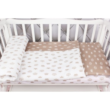 Baby Boom bed linen, size 75x125 cm, 112x147 cm, 40x60 cm, calico, crown/brown