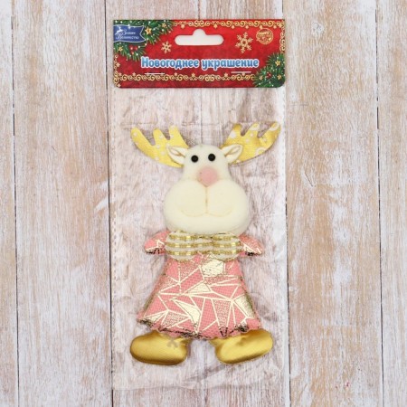 Soft suspension "Deer in a suit with a geometric pattern" 6x12 cm, pink-1