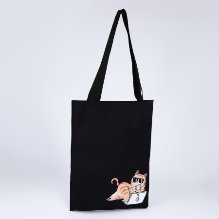 Bag Schoper "Cat with glasses", 35x0.5x40 cm, departure without lightning, without lining, black-1