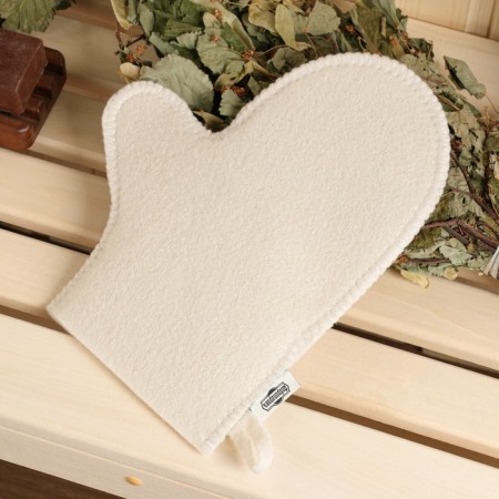 Set for the bath "White" without embroidery hat, mittens, rug in film-5
