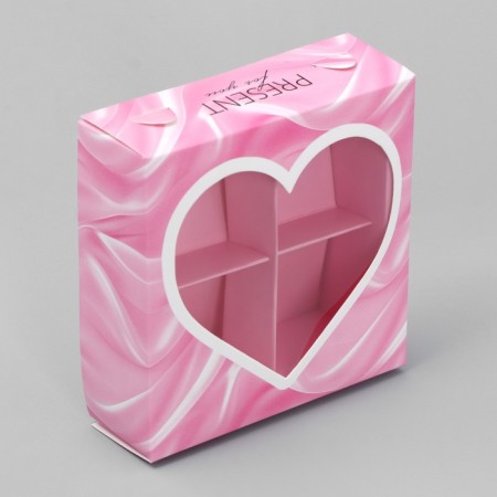 Box for sweets, confectionery packaging, 4 cells, “Favorite Sweet”, 10.5 x 10.5 x 3.5 cm-1