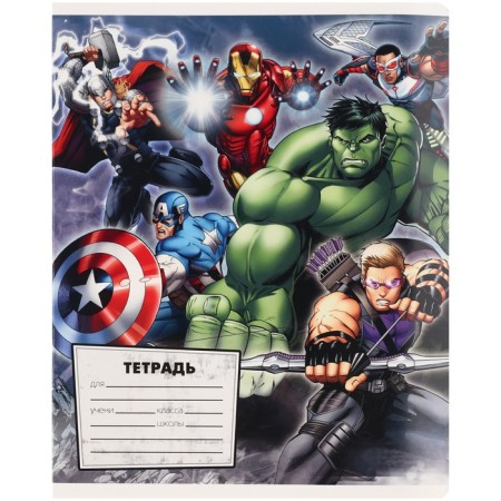 Notebook in a cage of 12 sheets, 5 types of mix, cover coated cardboard, avengers-10