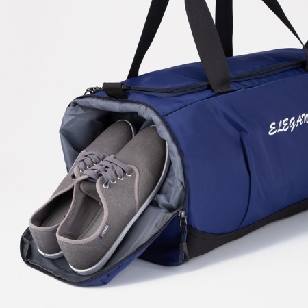 Road bag with a zipper, shoes, external pocket, long belt, blue color-2