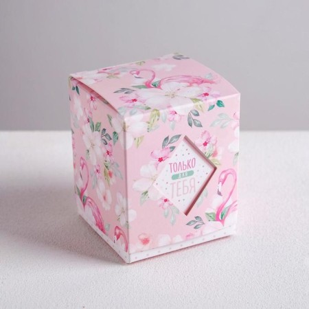 Bonbonniere box, gift packaging, Flamingo, 6 x 7 x 6 cm
