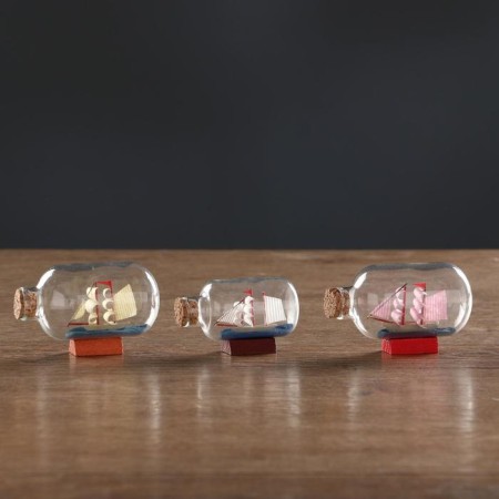 Ship "Anna" in a bottle, sails mix, 7.5*4.2*5cm-3