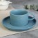 Tea couple ceramic with a matte coating "I love you", 200 ml, blue color