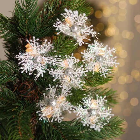 Brongs for the decor "Snowflakes" silver, 6 pcs.