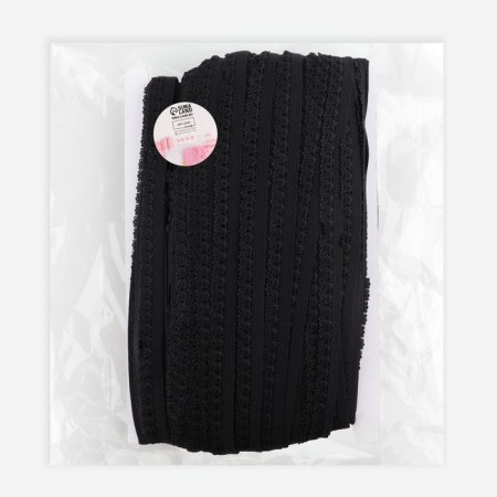Gum openwork linen, 14 mm, 100 ± 1 m, black color-2