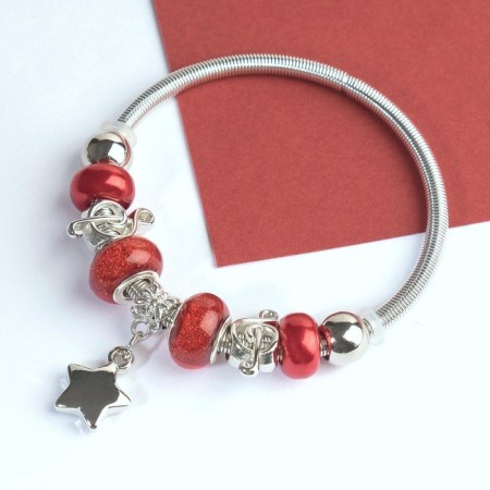 Assortment "Mardgeri" Star, red color in silver, d = 6.5 cm-2