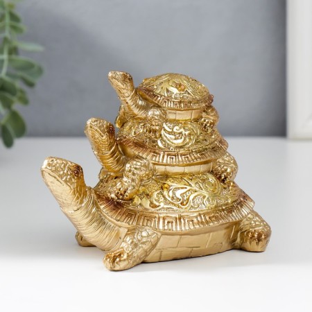 Souvenir Polystone "Pyramid from Turtles" Gold 11.5x9.5x14.5 cm