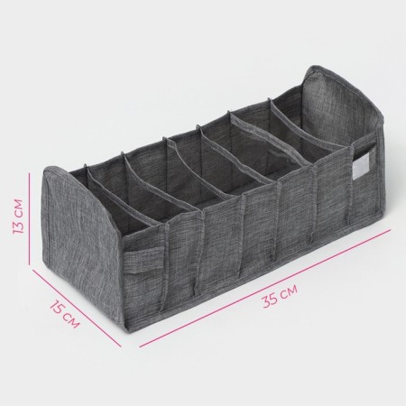 Organizer for storing linen Dolyan, 7 cells, 35 × 15 × 13 cm, color gray color-2