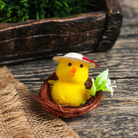 Easter souvenir "Tsypa in a hat in a nest with flowers" set of 12 pcs 5x5x5 cm-1