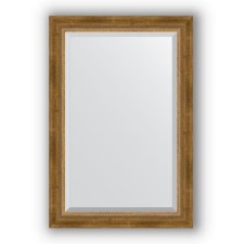 Mirror with fatset in a baguette frame - aged bronze with weaving 70 mm, 63 x 93 cm, evoForm