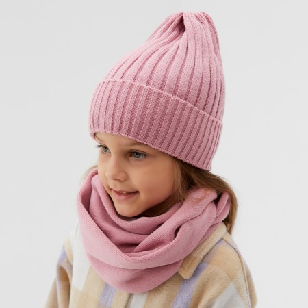 Children's cap KAFTAN with snood, powder pr 42-44-2