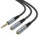 Hoco UPA21, Jack 3.5 mm (M) cable - 2 * jack 3.5 mm (F), 0.25 m, nylon, gray