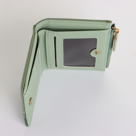 Women's wallet on the button, green color-3