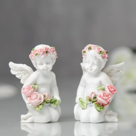 Figure Polystone "Angel with rose buds" mix 5.8x3.3x3.7 cm
