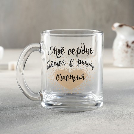 Glass mug "Wishes", 320 ml, MIX drawing
