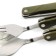 A set of folding devices "to new heights", spoon, fork, knife