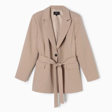 Women's jacket with a belt Mist Plus-Size, r.58, beige-3