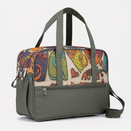 Road bag on lightning, 3 outer pockets, long belt, khaki color