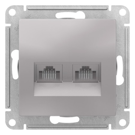 SE ATLASDESIGN, Double, Computer, RJ45+RJ45, cat. 5E, mechanism, aluminum color