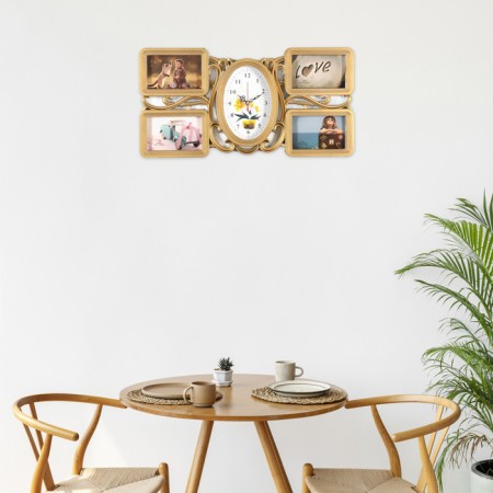 Wall clock, series: photo frames, "love", discrete move, 50 x 25 cm, dial 20.7 x 15 cm 92370-4