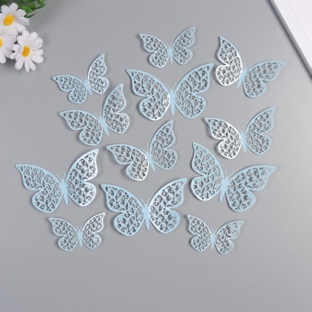 Stick Paper "Butterfly with forget -me -nots" matte heavenly set 12 pcs 12 cm, 10 cm, 8 cm