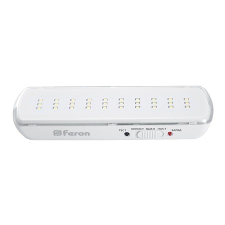 Emergency lamp Feron EM110, IP20, LED, 2 W, 205x31x58 mm, white color