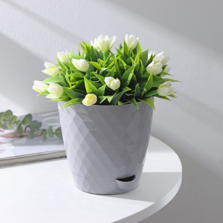 Kashpo with basal watering "Rumba", 1.5 l, color gray silk