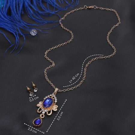 Set 2 objects: Earrings of the pendant "openwork" Vivaldi, white-blue color in gold, 50 cm-2