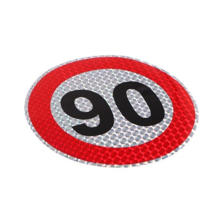 A car sticker, reflective "90 km/h", D 14 cm-1