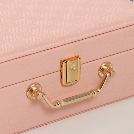 Casket to the leatherette for jewelry "Case. Chess" Pink 17.5x24x9 cm-1
