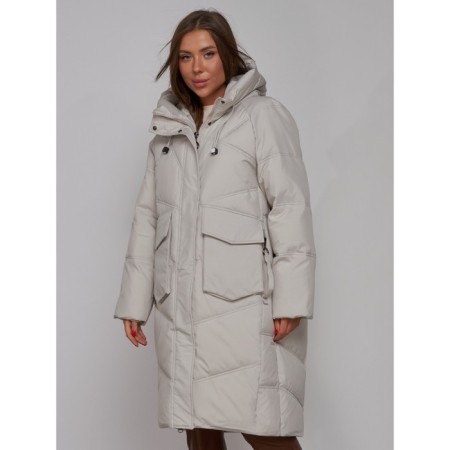 Coat insulated winter feminine, size 48, color light gray-8