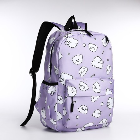 School backpack from textiles on lightning, 3 pockets, pencil case, lilac color-4