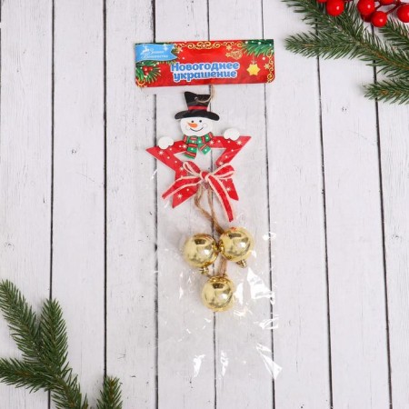 Decoration Christmas tree "Star with balls" Snowman 9x20 cm-1