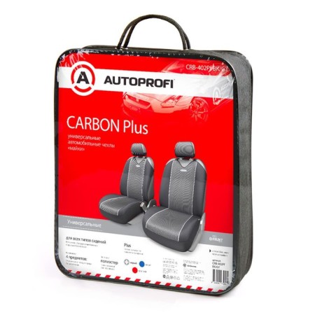 Autoprofi Carbon Plus CRB-402PF BK/Gy, front row, closed seat, polyester for carbon, 4 objects, black/gray color-1