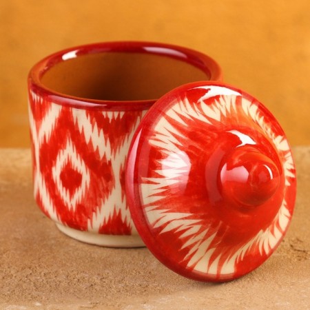 Jar for spices Rishtan ceramics, red atlas, 100 ml-3