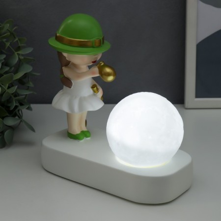Souvenir Polystone Light "Baby in a green hat, with a gold bubble at the ball" 16.5x8x16 cm-6