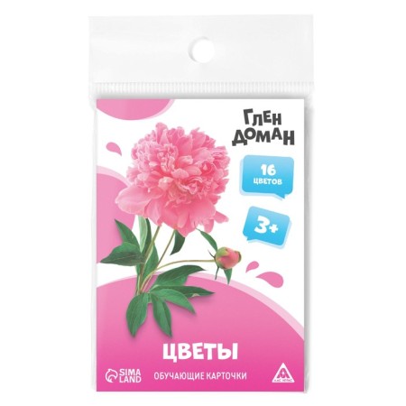 Training cards according to the method of Glena Doman "Flowers", 8 cards, 3+-3
