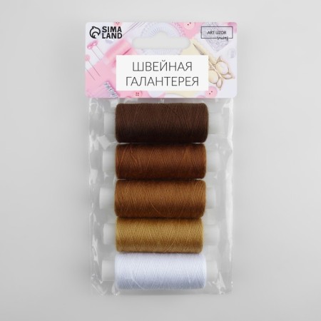 Set of threads, 40/2, 183 m, 5 pcs, color brown spectrum-1