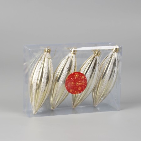 Jewelry decoration "Striped shine" (set 4 pcs) 13.5x4.5 cm, golden-white-1